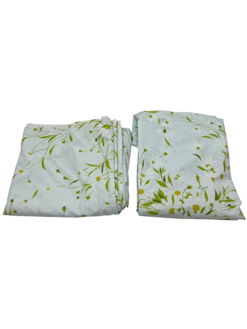 Vintage Morgan Jones Floral Daisies Blue Twin Fitted & Flat Sheet Set